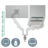 dvieju monitorius stovas - Leitz Ergo dual monitoriaus ir nešiojamojo kompiuterio laikiklis Grå (Gray) ,  65380085 - 6 nuotrauka