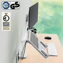 dvieju monitorius stovas - Leitz Ergo dual monitoriaus ir nešiojamojo kompiuterio laikiklis Grå (Gray) ,  65380085 - 8 nuotrauka