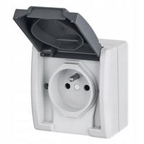kistukiniai lizdai senukai - Kištukinis lizdas Elektro-Plast Aquant 1244-65, baltos / pilkos spalvos - 2 nuotrauka