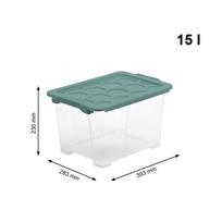 skaidrus zaisliukai - Daiktadėžė Rotho, 15 l, skaidri/žalia, 387 x 279 x 228 mm - 3 nuotrauka