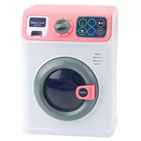 wash machine - Lean Toys Vaikiška žaislinė skalbimo mašina su besisukančiu būgnu, balta/rožinė (White/Pink) - 2 nuotrauka
