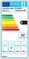 gartraukiai 60 cm juodas - CATA CORONA BK 60 /C Juodas (Black) - 2 nuotrauka