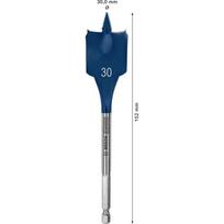hex 1 4 graztai - Plunksninis medienos grąžtas Bosch Expert, medienai, plunksninis, hex 1/4, 30 mm x 15.2 cm - 4 nuotrauka