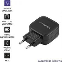 usb pakrovejas 2 - Qoltec Adapter USB x3 / Euro plug Black - 3 nuotrauka