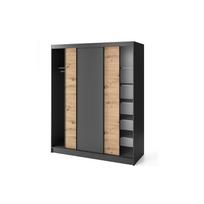 stumdomos durys senukai - Spinta Esville III, ąžuolo/juoda, 180 cm x 220 cm x 60 cm - 7 nuotrauka