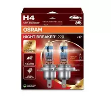 lempute - Osram Night Breaker 220 H4, 60/55W, 12V, P43T, 2 vnt. - 6 nuotrauka
