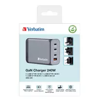 3 usb port charger - Verbatim GNC-240 GaN Įkroviklis 240W 3xUSB-C, 1xUSB-A Juodas (Black) - 4 nuotrauka