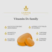 vitaminas d - GAMTOS NAMAI vitaminas D3 FAMILY, 60 guminukų - 2 nuotrauka
