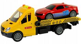 zaisline masina - LEAN TOYS žaislinis tralas su automobiliu, geltonas (Yellow) - 3 nuotrauka
