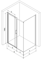 duso kabinos be padeklo 80 100 - Dušo kabina Mexen Omega, 8 mm, 100x70,80,90,100 - 3 nuotrauka