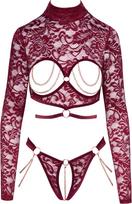 stringai moterims - Abierta Fina Open Top & Thong red S Seksuali liemenėlė - 6 nuotrauka