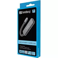 usb a c kabelis - Sandberg 136-50 USB-C iki 2xUSB-A + 2xUSB-C šakotuvas - 2 nuotrauka
