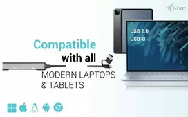 usb 2.4 a - I-TEC USB-A/USB-C 4 prievadų HUB/1X USB-C 3.1+3X USB 2.0 - 3 nuotrauka