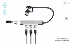 usb 2.4 a - I-TEC USB-A/USB-C 4 prievadų HUB/1X USB-C 3.1+3X USB 2.0 - 4 nuotrauka