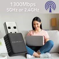 wifi usb adapteris - Qoltec 56988 Belaidis itin greitas DUAL mini WiFi adapteris 2 x 2dBi ,  USB 3.0 ,  1300 Mbps - 7 nuotrauka