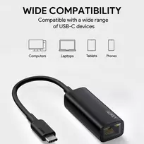 rj45 usb type c - Aukey Ethernet Adapter CB-A30 Aliuminis Gigabit 10/100/1000 Mbps RJ45 ,  1 Gb/s ,  USB 3.0 Type-C ,  Juodas (Black) - 4 nuotrauka