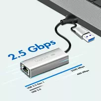c rj45 adapteris - Logilink UA0422 USB-A/-C į 2.5G Ethernet adapteris Pilkas (Grey) - 7 nuotrauka
