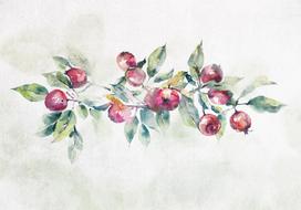 Fototapetas Artgeist Apple Branch - Landscape With A Plant And Red Apples On A White Background, 175 cm x 250 cm