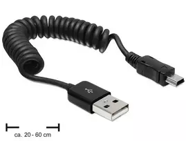 coiled cable - DELOCK Cable USB 2.0-A male > USB mini male coiled cable - 2 nuotrauka