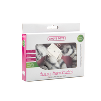 baltas kailiukas - Metaliniai antrankiai su švelniu kailiuku Shots Toys Furry Handcuffs, zebriniai - 2 nuotrauka