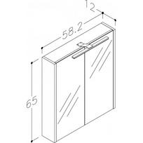 baldai - Spintelė su veidrodžiu Raguvos baldai Scandic 1502301, 60 cm, juodas ąžuolas, (LED apšvietimas, jungiklis + rozetė ) - 2 nuotrauka