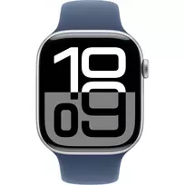 apple watch s10 - Apple Watch Series 10 GPS 46mm Silver Aluminium Case with Denim Sport Band S/M - 3 nuotrauka