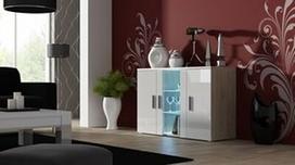 spintele 120 80 - Cama Meble Soho S7 120 Chest Of Drawers Sonoma Oak/White Gloss - 1 nuotrauka