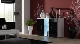 balta juoda komoda - Cama Meble Soho S7 120 Chest Of Drawers White/Black Gloss - 1 nuotrauka