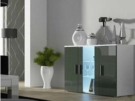 spintele 120 80 - Cama Meble Soho S7 120 Chest Of Drawers White/Grey Gloss - 1 nuotrauka