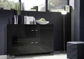 Cama Meble Logo II 120 Chest Of Drawers Black/Black Gloss