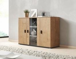 spintele 120 80 - Cama Meble Soho S7 120 Chest Of Drawers Oak/Black - 1 nuotrauka