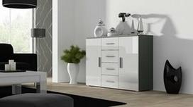 komoda indauja - Cama Meble Uni Chest Of Drawers Grey/White Gloss - 1 nuotrauka