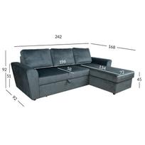 sofa zalia - Kampinė sofa - lova Home4you Ingmar, žalia, 242 x 168 cm x 92 cm - 3 nuotrauka