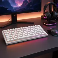 balta klaviatura - Dark Project ALU81A Terra Nostra White (Baltas), G3MS Moonstone Switch, RU - 3 nuotrauka