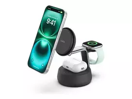 belaidis pakrovejas - Belkin UltraCharge Pro 25W Qi2 3-in-1 magnetinis įkroviklis Anglies (Charcoal) - 5 nuotrauka