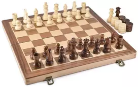 THOMS Medinis magnetinis šachmatų ir šaškių rinkinys Gold Knight 2 viename, 15″