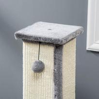 pilka komoda - PawHut draskyklė katėms su kamuoliuku, 81 cm, pilka/kremine (Grey/Cream) - 2 nuotrauka