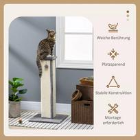 pilka komoda - PawHut draskyklė katėms su kamuoliuku, 81 cm, pilka/kremine (Grey/Cream) - 7 nuotrauka