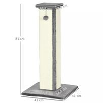 pilka komoda - PawHut draskyklė katėms su kamuoliuku, 81 cm, pilka/kremine (Grey/Cream) - 8 nuotrauka