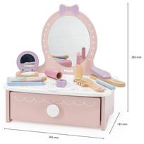 tualetinis staliukas - Viga Toys 44271N Medinis tualetinis staliukas su priedais Mažosios Princesės Kampelis - 9 nuotrauka