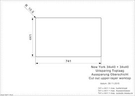 plautuves reginox new york - Montuojama po stalviršiu metalinė plautuvė Reginox New York 34X40+34X40 (L) - 2 nuotrauka