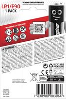 1.5v baterija - Energizer battery Alkaline LR1/E90 FSB1 | 7638900083064 - 2 nuotrauka