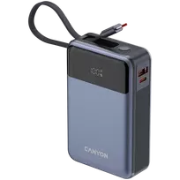 nesiojamas ikroviklis - Canyon OnPower PB-600, 20000 mAh, 65W, tamsiai pilka (dark grey) - 2 nuotrauka