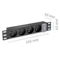 ilgintuvas rite - Qoltec 54602 PDU maitinimo blokas RACK 10'' 1U 16A 4xFRENCH 1.8m - 2 nuotrauka