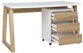 pjedestalas - Rašomasis stalas su stalčiais Iwo I, 135 cm x 65 cm, 75.2 cm, ąžuolo sp./balta sp. - 3 nuotrauka