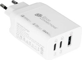 laidai kabeliai jungtys - Good Connections Geros jungtys GC USB greitasis įkroviklis 65W su GaN technologija, 2xUSB-C+1xUSB-A, PD 3.0, QC 3.0 - 6 nuotrauka