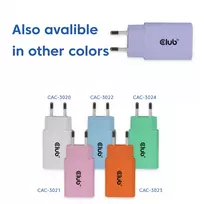charger pakrovejas - MOBILE CHARGER WALL USB-C/2PK 30W PURPLE CAC-3025 CLUB3D - 4 nuotrauka
