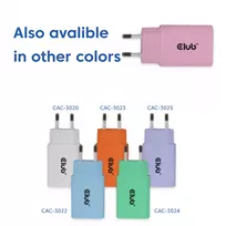 usb pakrovejas 2 - MOBILE CHARGER WALL USB-C/2PACK 30W PINK CAC-3021 CLUB3D - 4 nuotrauka