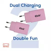 usb pakrovejas 2 - MOBILE CHARGER WALL USB-C/2PACK 30W PINK CAC-3021 CLUB3D - 8 nuotrauka