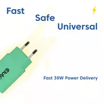usb pakrovejas 2 - MOBILE CHARGER WALL USB-C/2PK 30W GREEN CAC-3024 CLUB3D - 7 nuotrauka